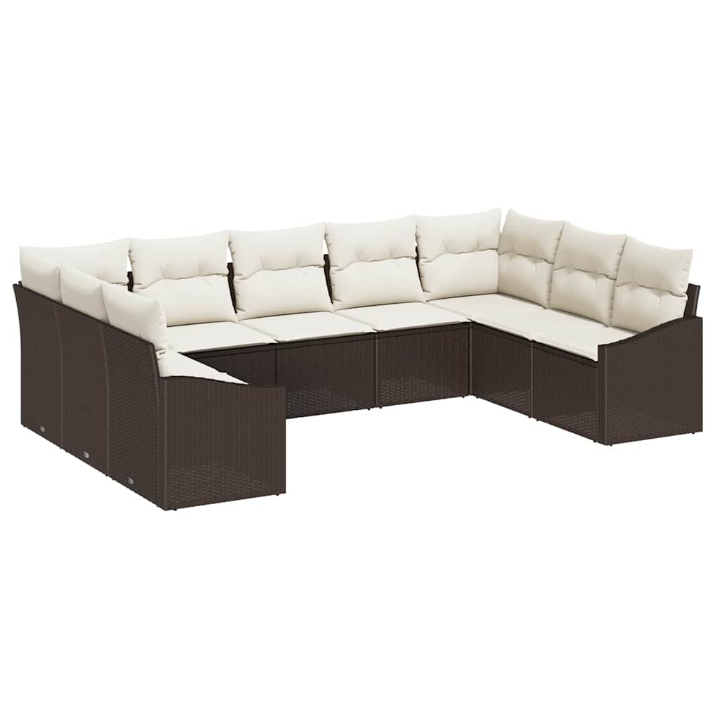 Garten Essgruppe mit Kissen mit Speicher 9 pcs Braun und Creme